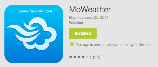 Download MoWeather - Easy Android Meteorological application with support for Iranian cities