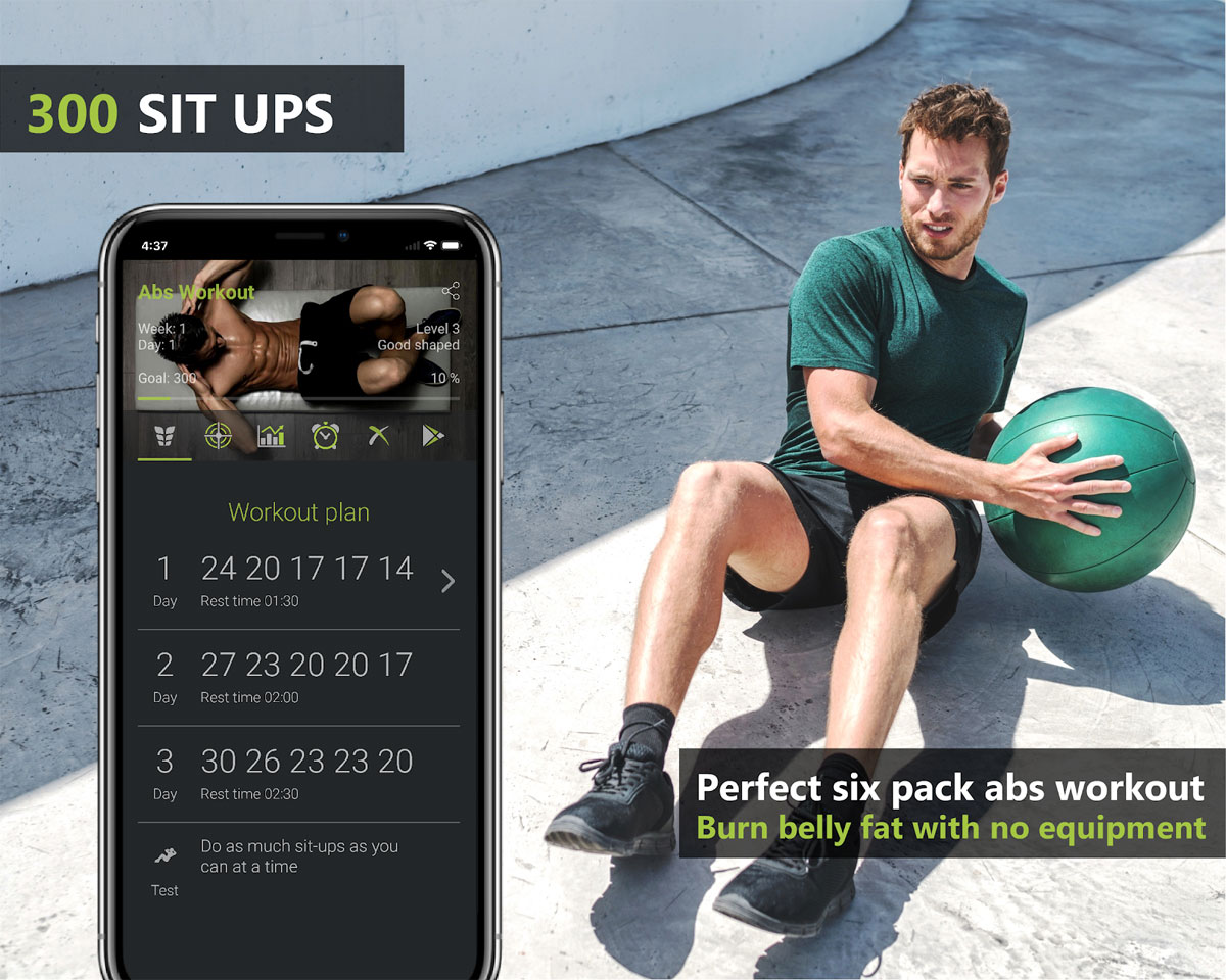 A 300 Sit Ups - 6 Pack Abs Workout Premium