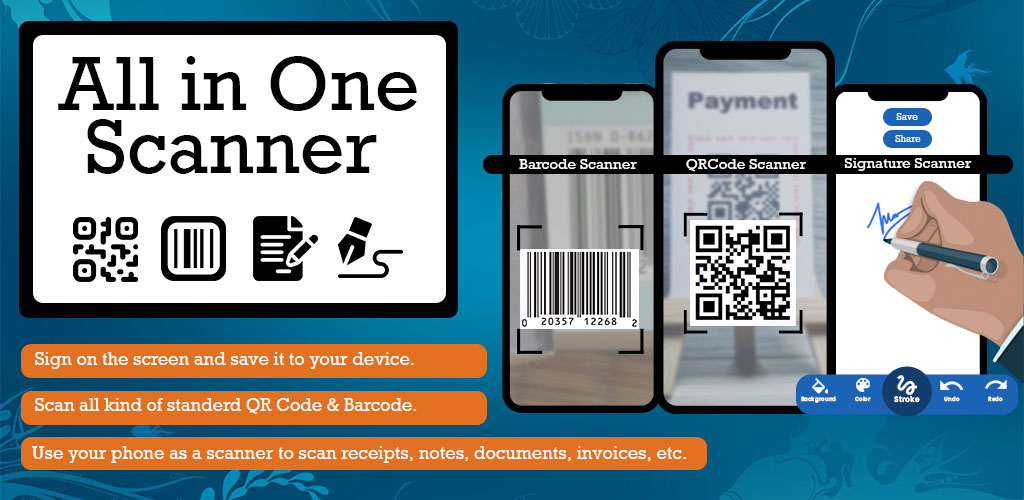 All in One Scanner QR Code, Barcode, Document PRO