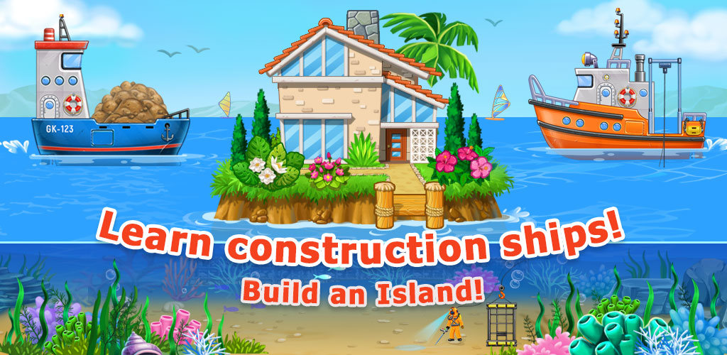 Build an Island. Kids Games for Boys. Build House